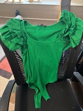 Zara Green Ruffle Sleeve Bodysuit